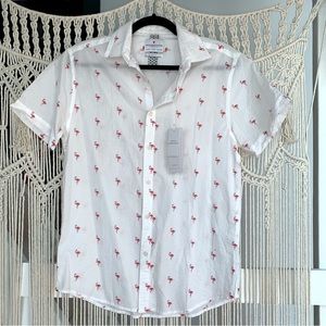 NWT Men’s Denim & Flower Slim Fit Seersucker Short-Sleeved Button Down Size S